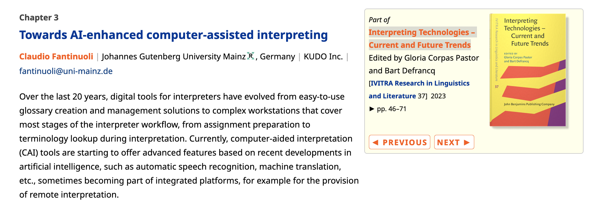 New Chapter: Towards AI-enhanced computer-assisted interpreting
